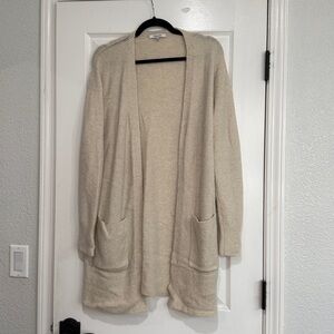 Madewell cream long open cardigan with pockets